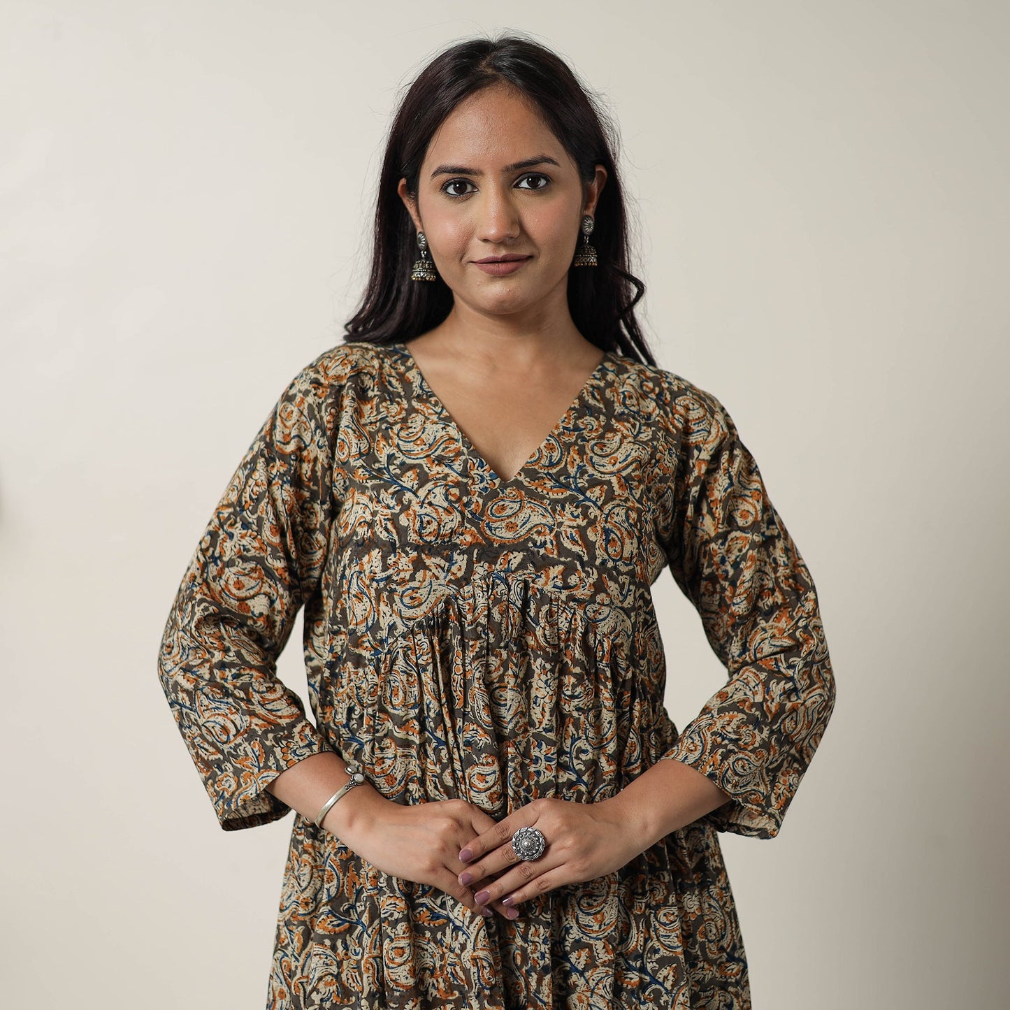  Pedana Kalamkari Block Printed Cotton Flared Dress 05 