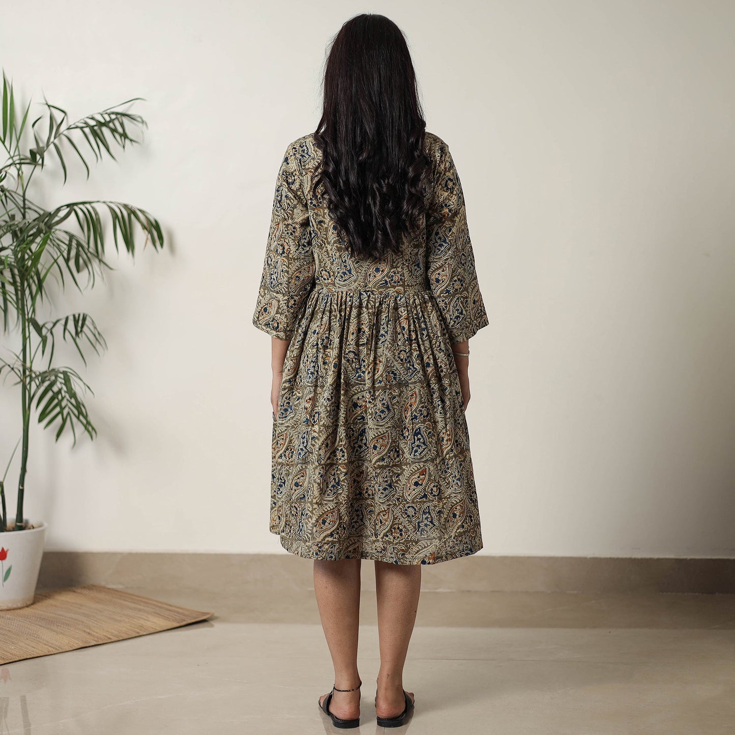  Pedana Kalamkari Block Printed Cotton Flared Dress 09 