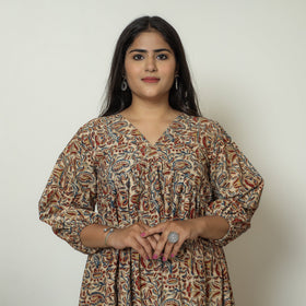  Pedana Kalamkari Block Printed Cotton Flared Gher Dress 06 Online at iTokri.com