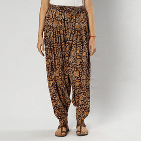 Brown - Pedana Kalamkari Block Printing Cotton Elasticated Salwar