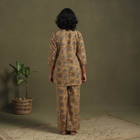 Brown Pedana Natural Dyed Block Print Kalamkari Co-ord Set 