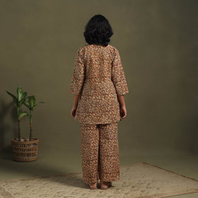 Brown Pedana Natural Dyed Block Print Kalamkari Co-ord Set 