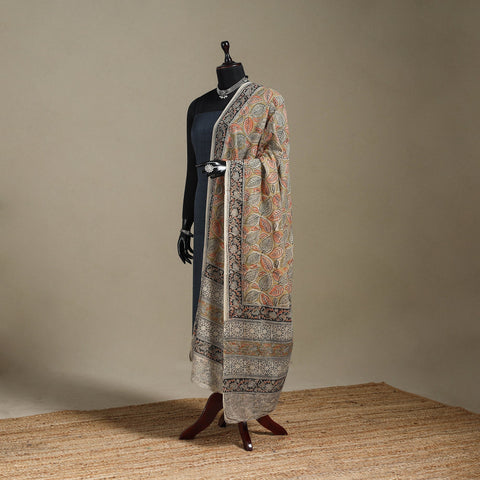 Brown - pedana natural dyed cotton kalamkari dupatta 26