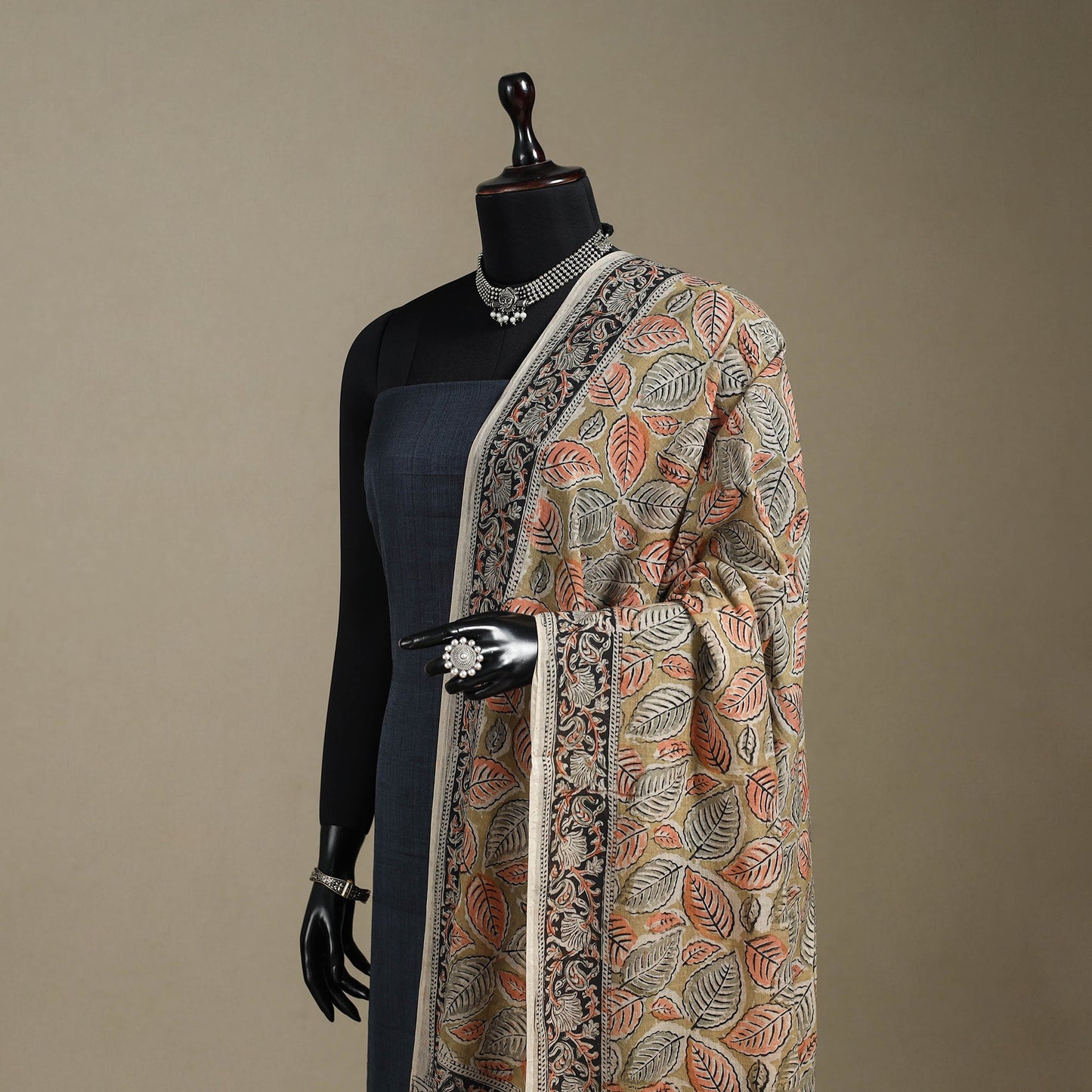 Brown - pedana natural dyed cotton kalamkari dupatta 26