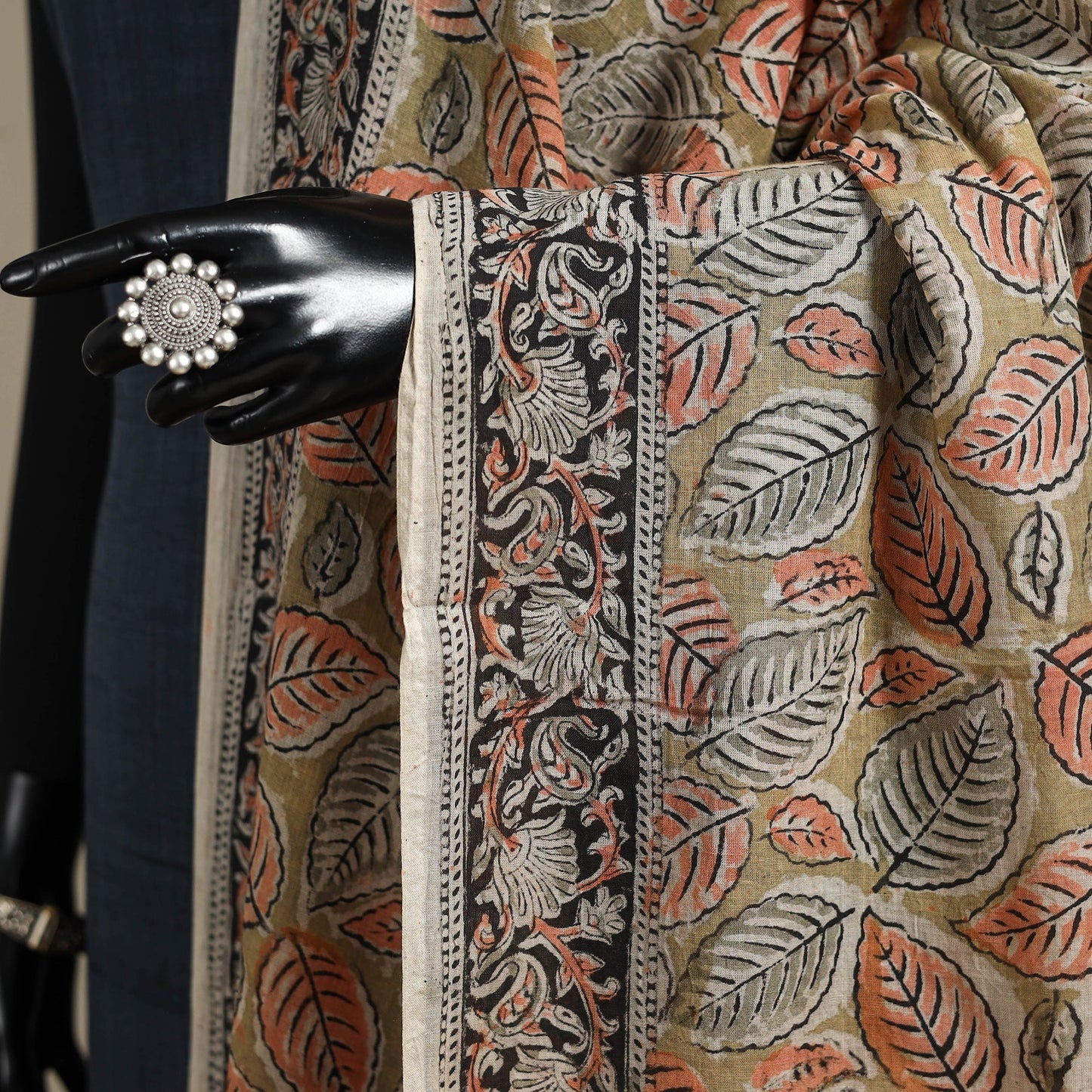 Brown - pedana natural dyed cotton kalamkari dupatta 26