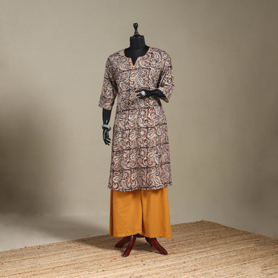 Brown - pedana natural dyed cotton a-line hand embroidery