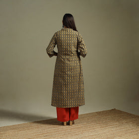 Brown - pedana natural dyed cotton a-line kalamkari kurta