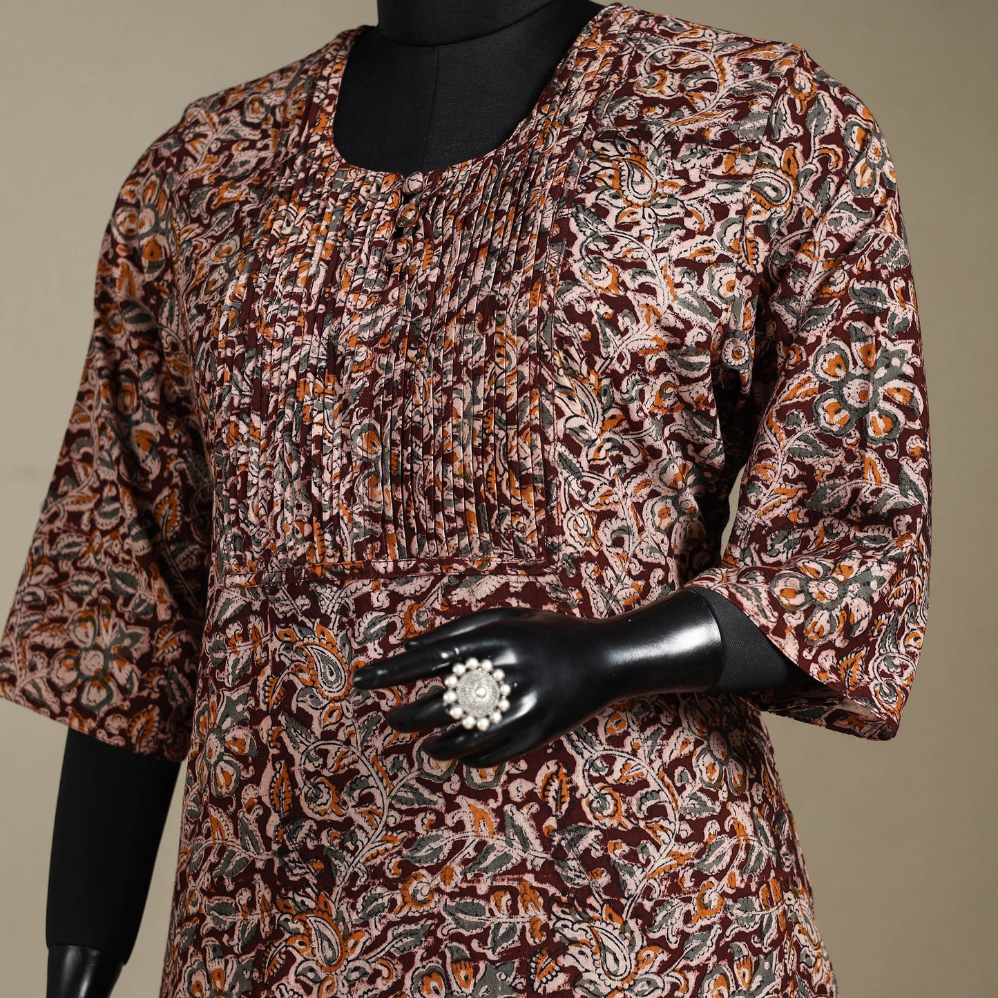 Brown - pedana natural dyed cotton straight pintuck