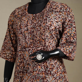 Brown - pedana natural dyed cotton straight pintuck