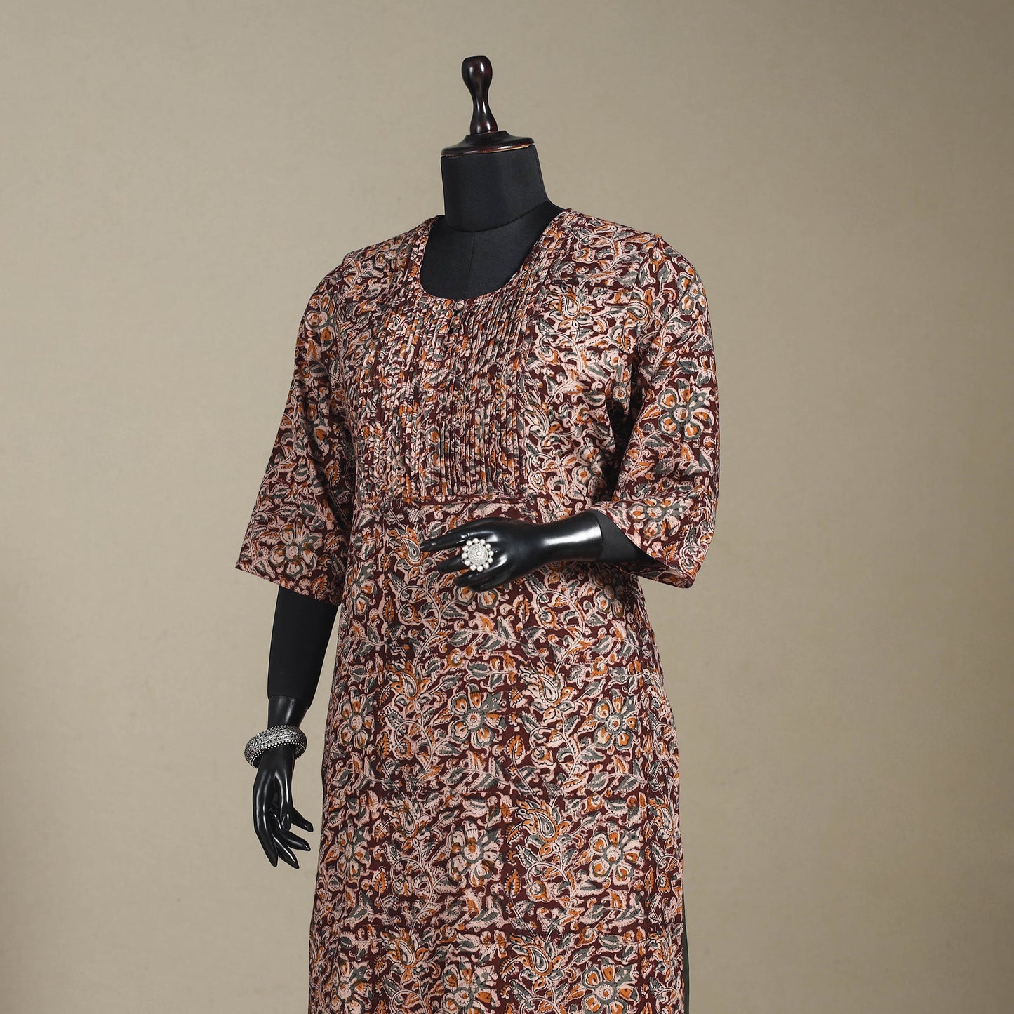 Brown - pedana natural dyed cotton straight pintuck