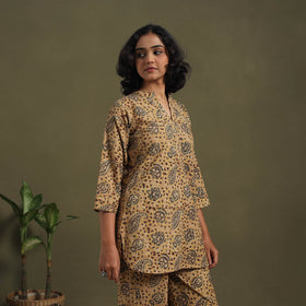 Brown Pedana Natural Dyed Block Print Kalamkari Co-ord Set 