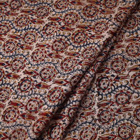 Brown Pedana Block Printed Cotton Kalamkari Fabric