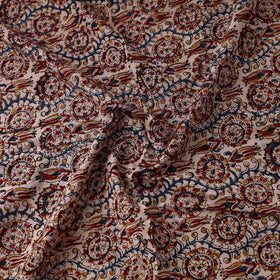 Brown Pedana Block Printed Cotton Kalamkari Fabric