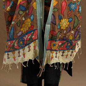 Pen Work Chanderi Silk Handpainted Kalamkari Dupatta