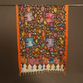 Pen Work Chanderi Silk Handpainted Kalamkari Dupatta