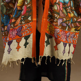 Pen Work Chanderi Silk Handpainted Kalamkari Dupatta