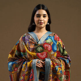 Pen Work Chanderi Silk Handpainted Kalamkari Dupatta