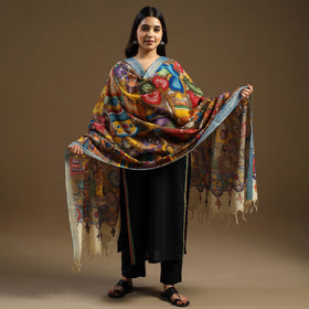 Pen Work Chanderi Silk Handpainted Kalamkari Dupatta