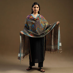 Pen Work Mangalagiri Cotton Handpainted Kalamkari Dupatta