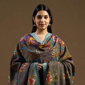 Pen Work Mangalagiri Cotton Handpainted Kalamkari Dupatta