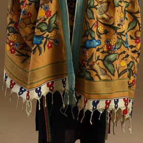 Pen Work Mangalagiri Cotton Handpainted Kalamkari Dupatta