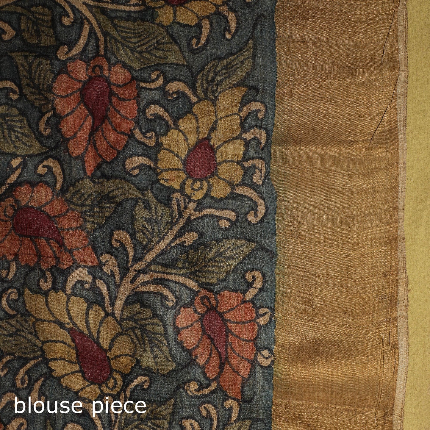 Brown - penwork tussar ghicha silk handspun handpainted