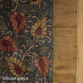 Brown - penwork tussar ghicha silk handspun handpainted