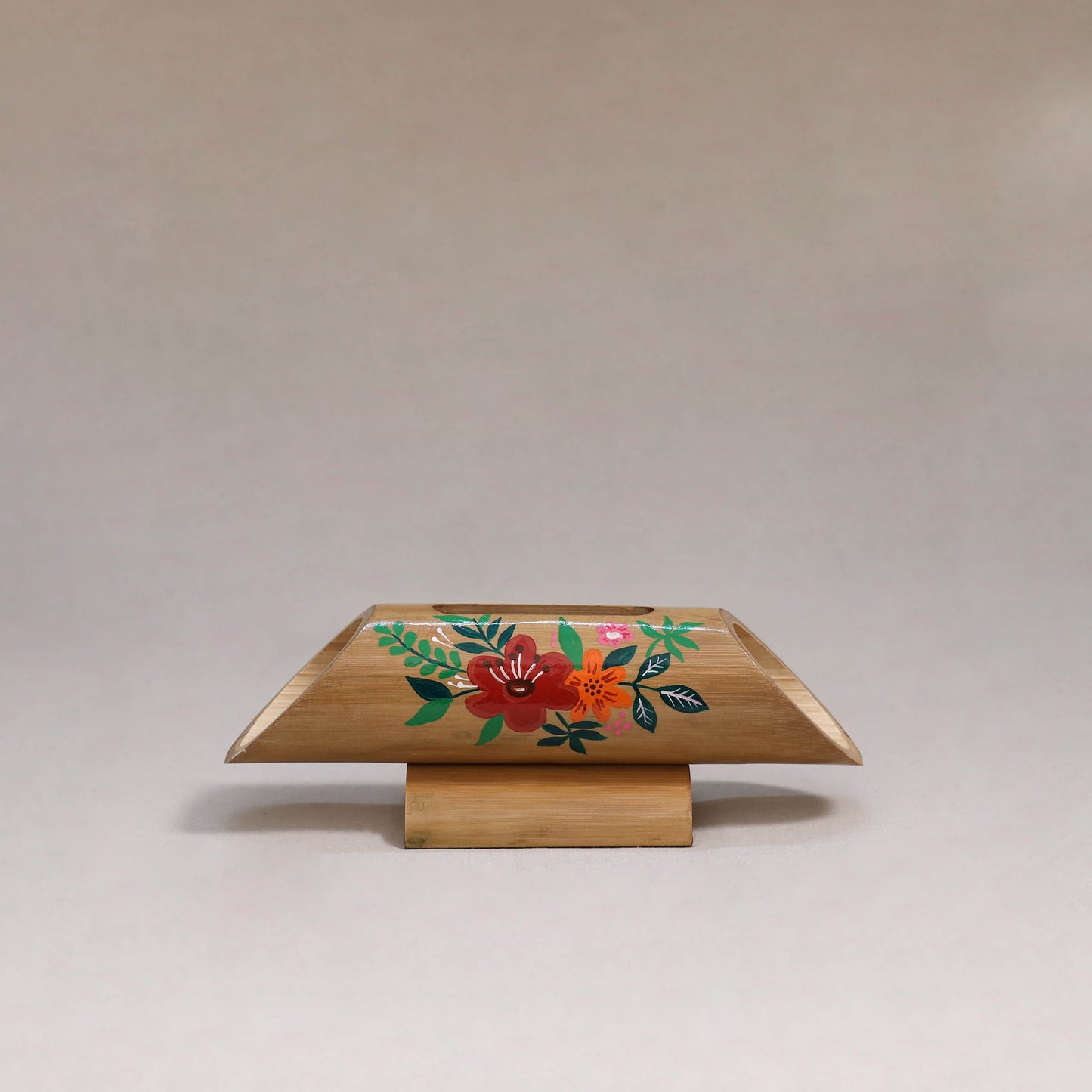 Pichwai handpainted hand carved natural bamboo wood phone