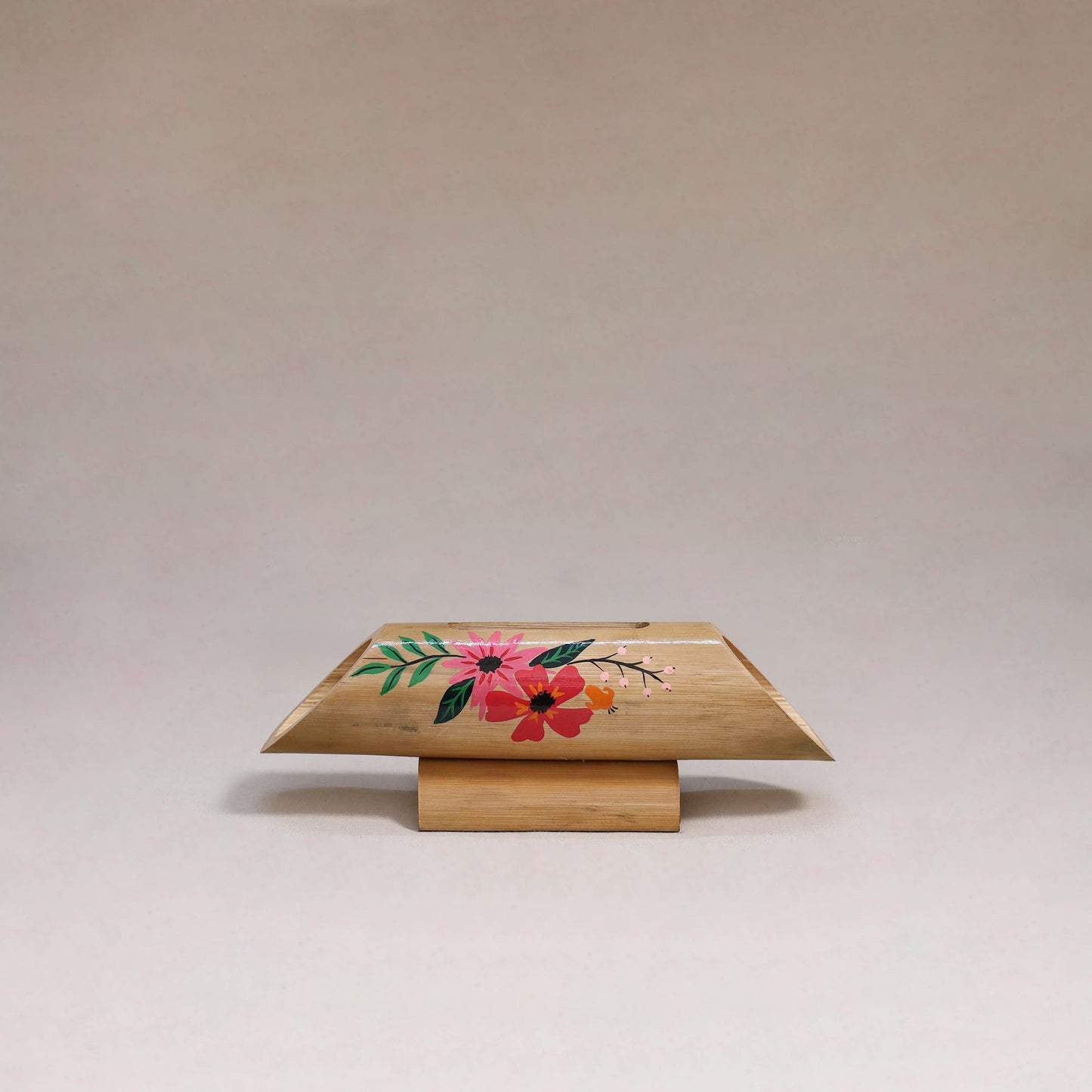 Pichwai handpainted hand carved natural bamboo wood phone