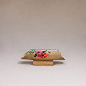 Pichwai handpainted hand carved natural bamboo wood phone