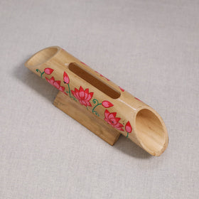 Pichwai handpainted hand carved natural bamboo wood phone