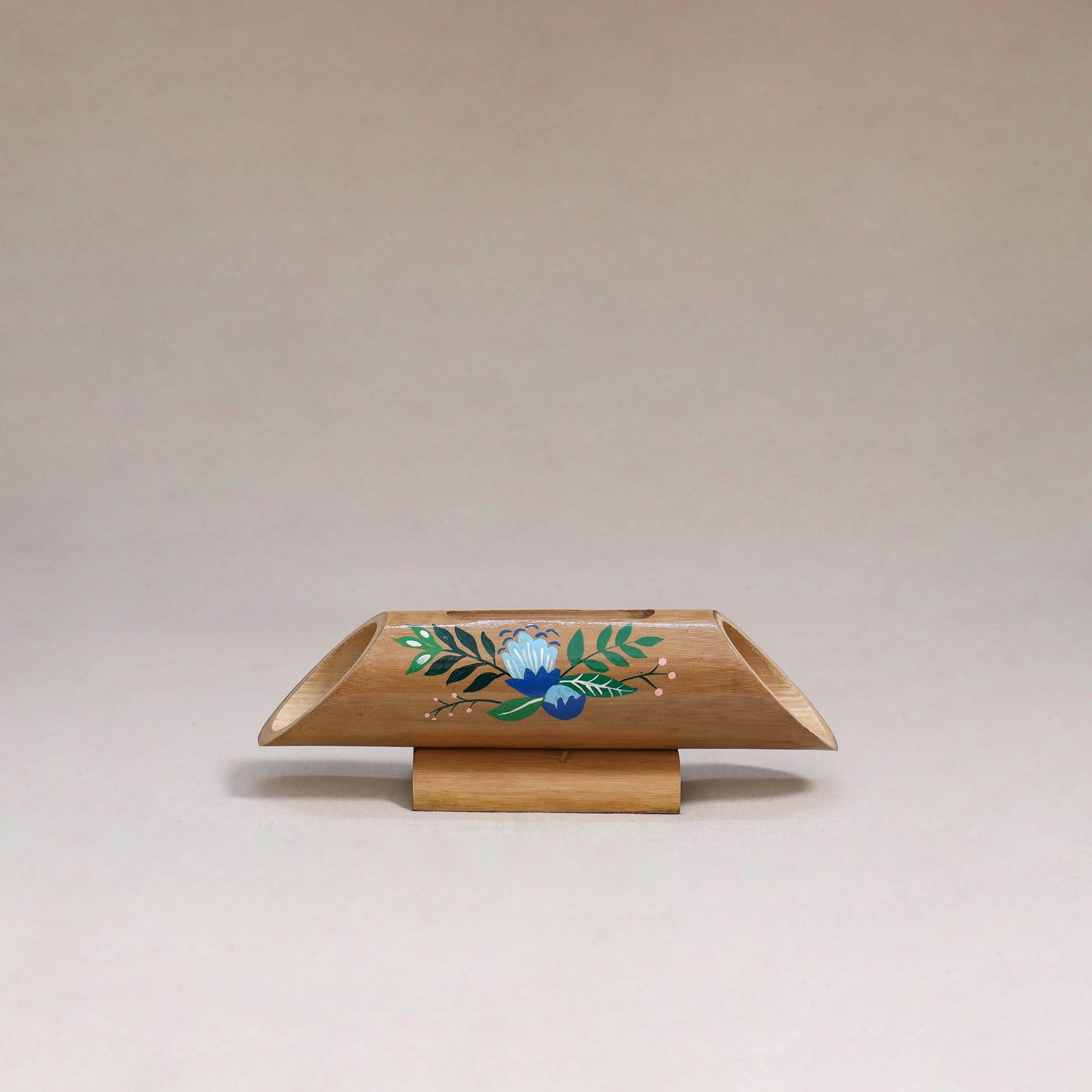 Pichwai handpainted hand carved natural bamboo wood phone