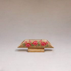 Pichwai handpainted hand carved natural bamboo wood phone