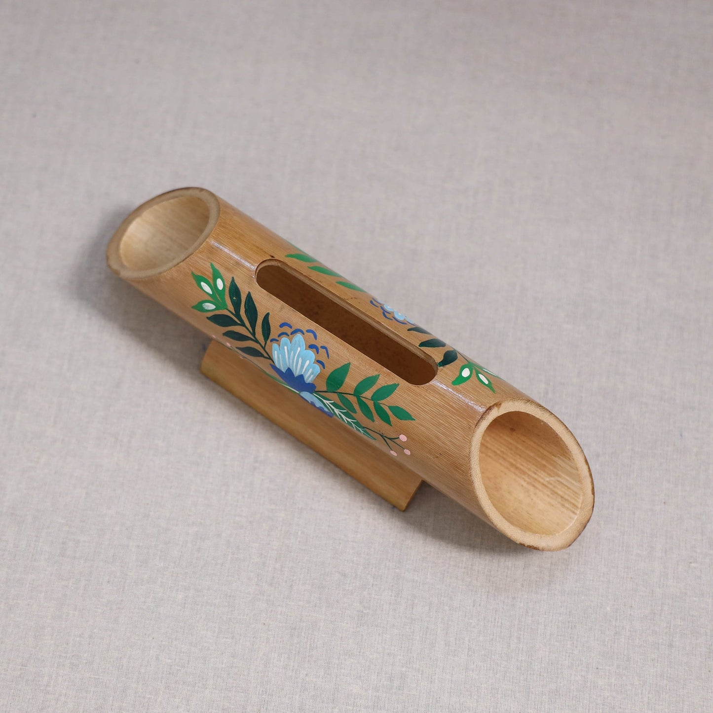 Pichwai handpainted hand carved natural bamboo wood phone