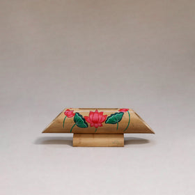 Pichwai handpainted hand carved natural bamboo wood phone