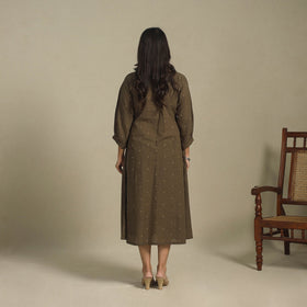 Brown - pintuck cotton jacquard dress 09 - handcrafted