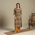Brown - pintuck cotton straight sanganeri kurta 17