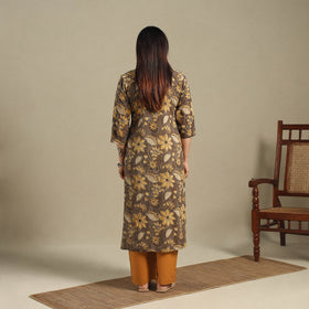 Brown - pintuck cotton straight sanganeri kurta 17