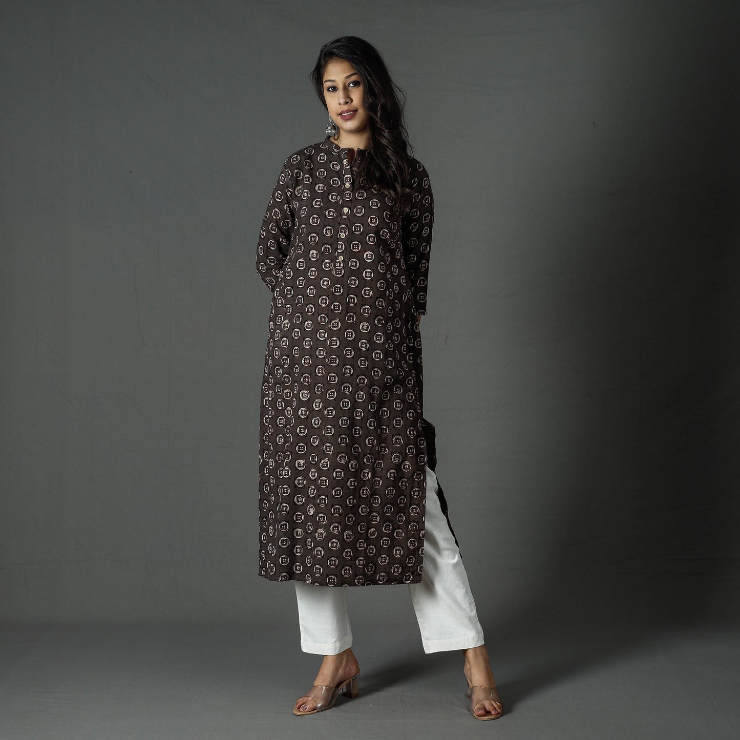  Pipad Block Printed Cotton Long Kurta for Women