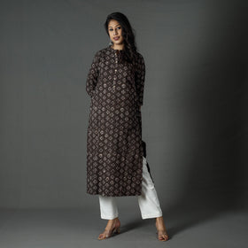  Pipad Block Printed Cotton Long Kurta for Women