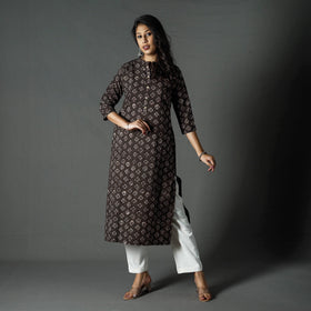  Pipad Block Printed Cotton Long Kurta for Women