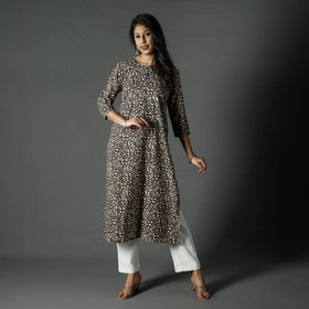 Buy Pipad Block Printed Cotton Long Kurta for Women