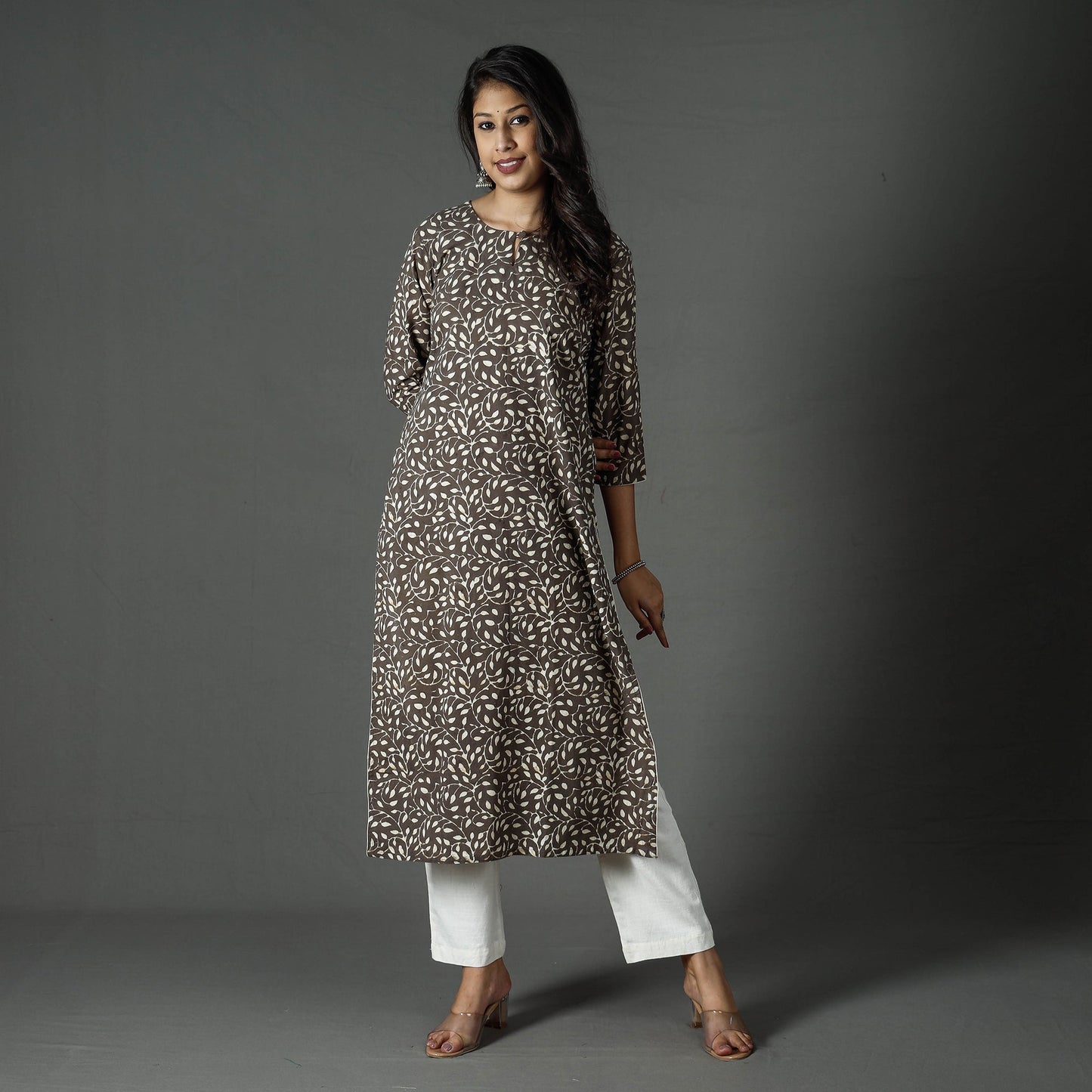 Buy Pipad Block Printed Cotton Long Kurta for Women