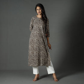 Buy Pipad Block Printed Cotton Long Kurta for Women
