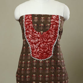 Buy Brown Pipad Print Patchwork Cotton Kurta Material