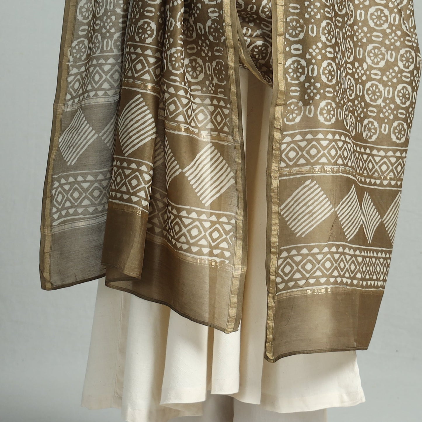 Buy Pipad Block Printed Chanderi Silk Handloom Dupatta 10 Online at iTokri.com