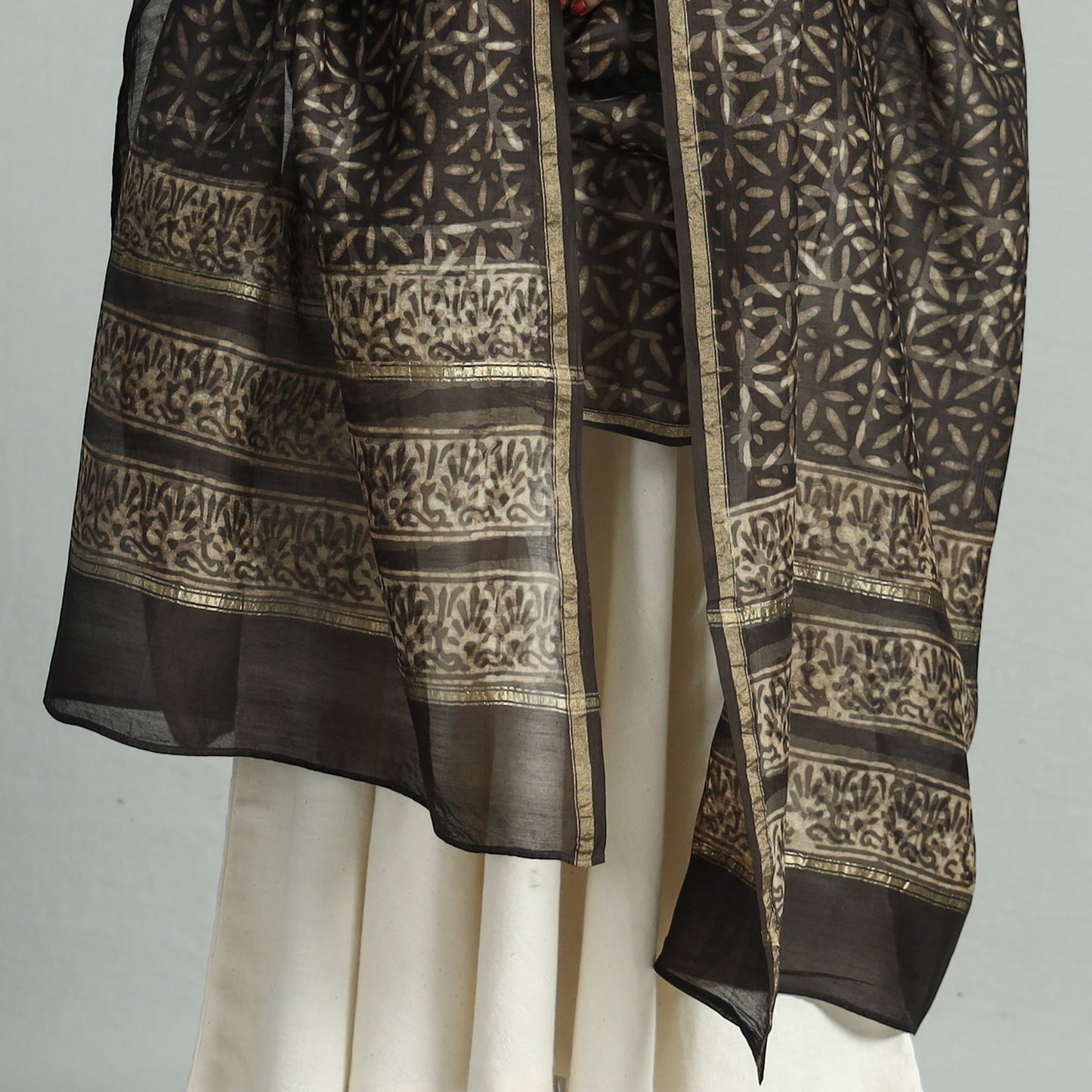 Buy Pipad Block Printed Chanderi Silk Handloom Dupatta 16 Online at iTokri.com
