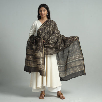 Buy Pipad Block Printed Chanderi Silk Handloom Dupatta 16 Online at iTokri.com