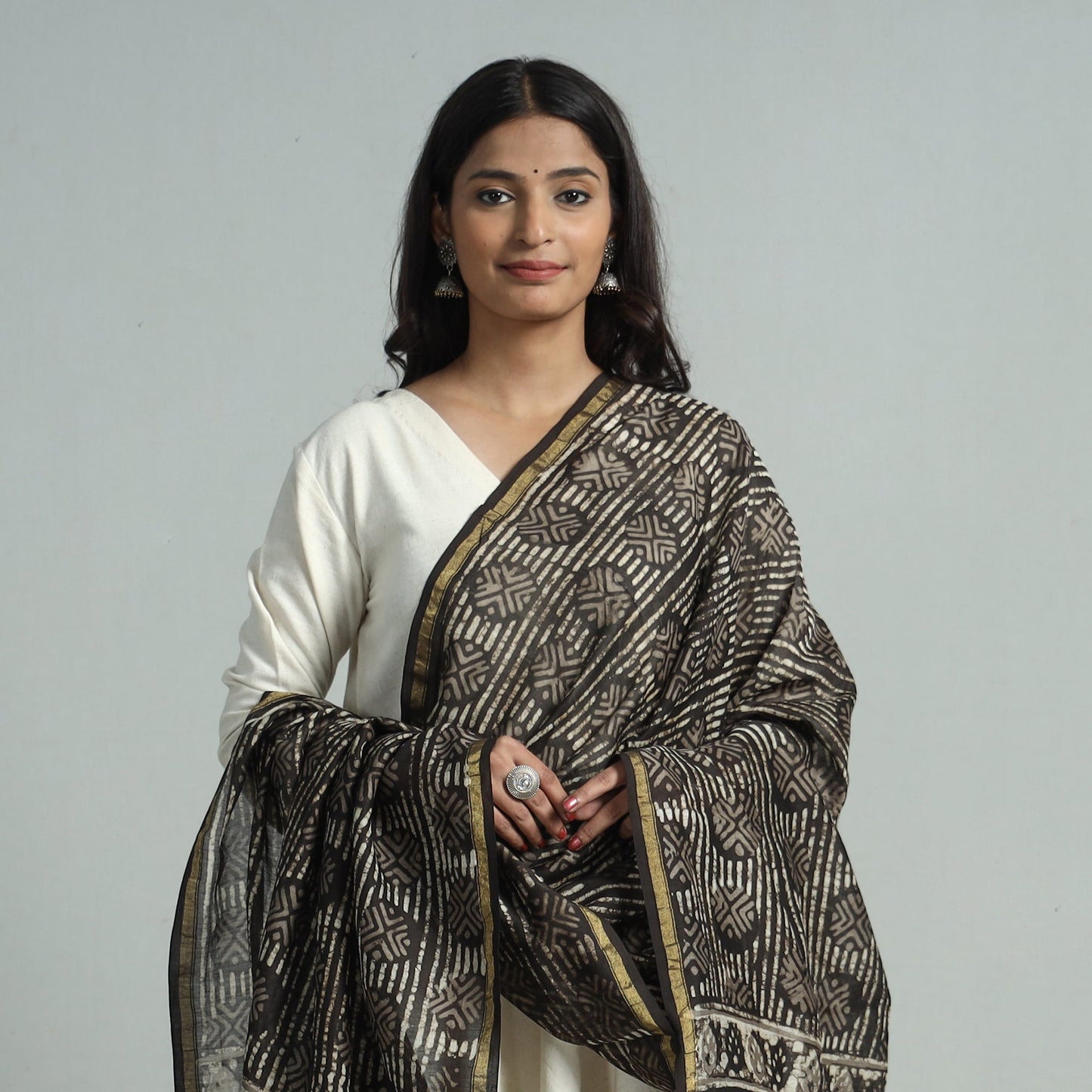 Buy Pipad Block Printed Chanderi Silk Handloom Dupatta 36 Online at iTokri.com