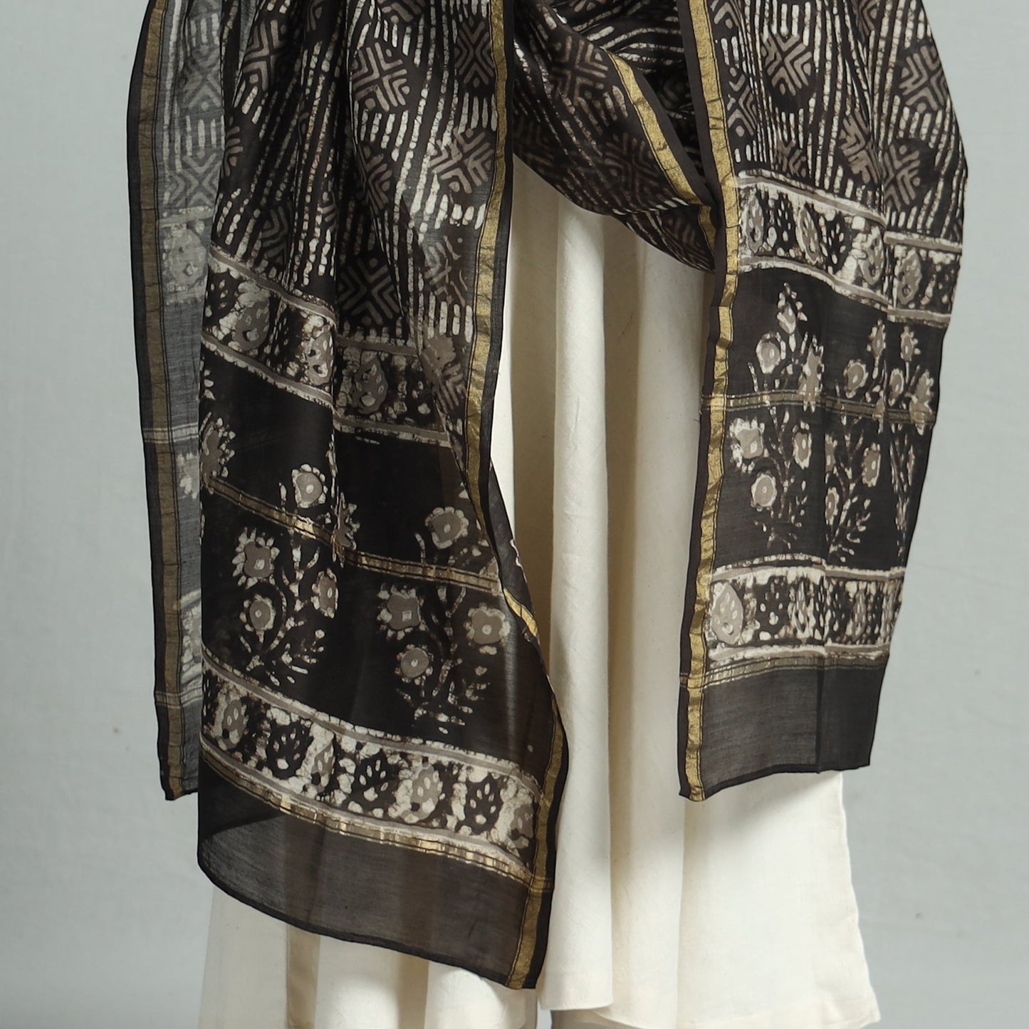 Buy Pipad Block Printed Chanderi Silk Handloom Dupatta 36 Online at iTokri.com